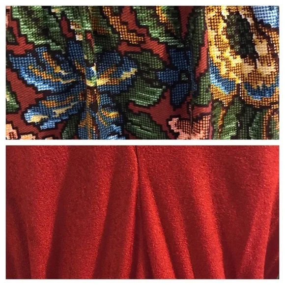 Authentic vintage 1970s maxi dress with rich floral tapestry-style skirt - Picture 6 of 8